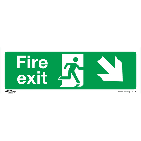 Sealey Safe Conditions Safety Sign - Fire Exit (Down Right) - Rigid Plastic Model No- SS36P1