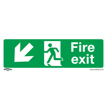 Sealey Safe Conditions Safety Sign - Fire Exit (Down Left) - Self-Adhesive Vinyl - Pack of 10 Model No- SS34V10