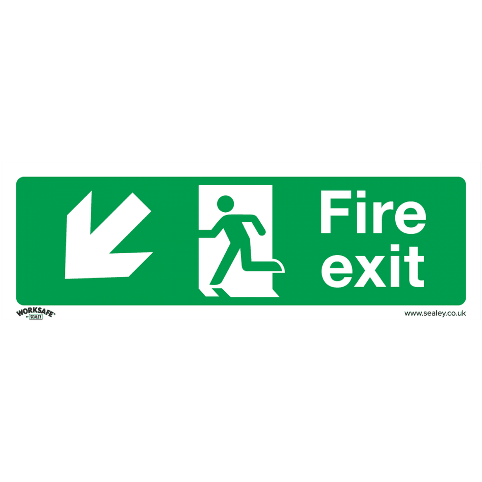 Sealey Safe Conditions Safety Sign - Fire Exit (Down Left) - Self-Adhesive Vinyl - Pack of 10 Model No- SS34V10