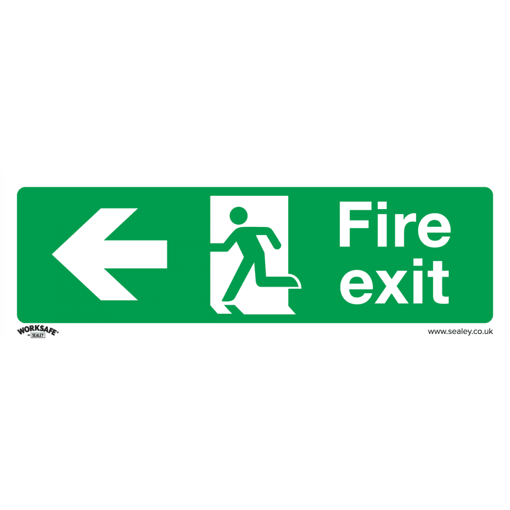 Sealey Safe Conditions Safety Sign - Fire Exit (Left) - Rigid Plastic Model No- SS25P1