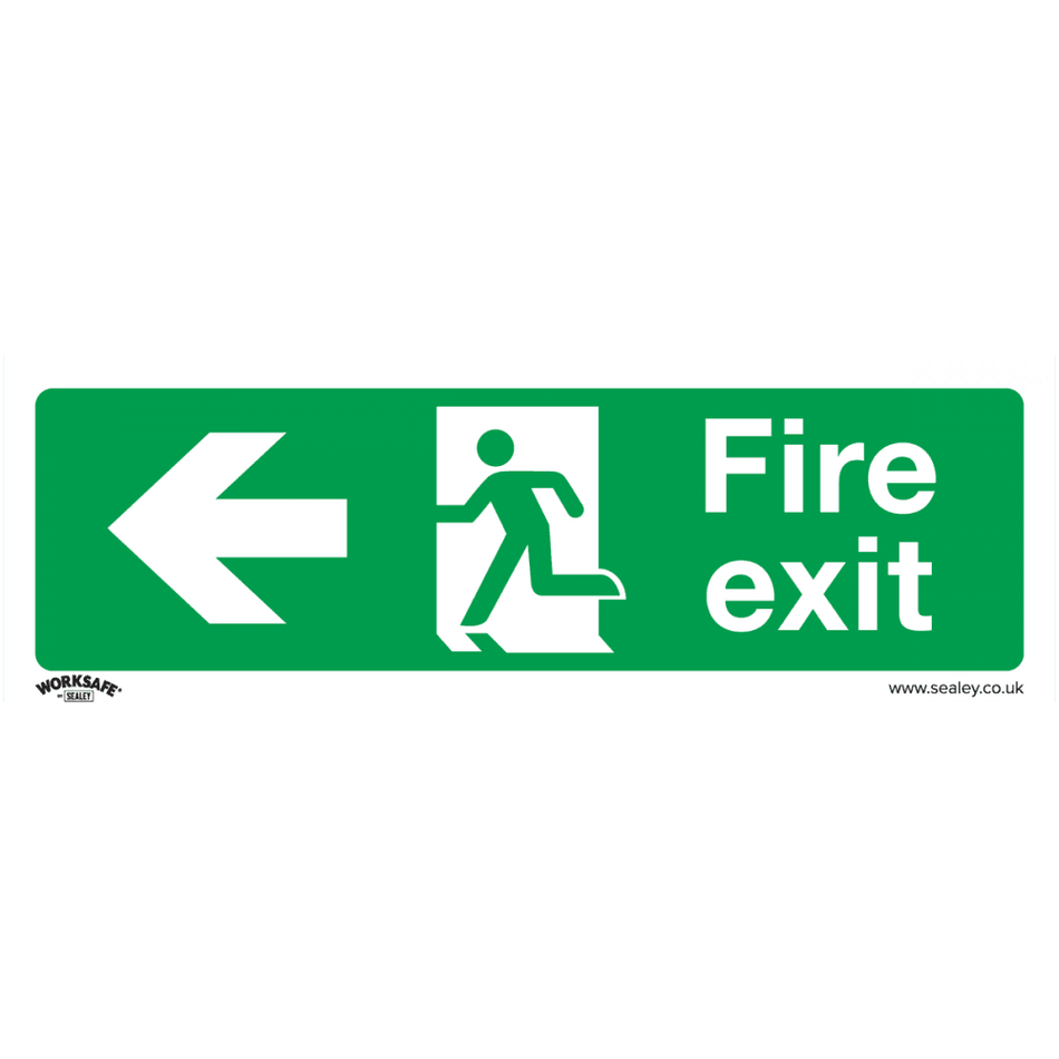 Sealey Safe Conditions Safety Sign - Fire Exit (Left) - Rigid Plastic Model No- SS25P1