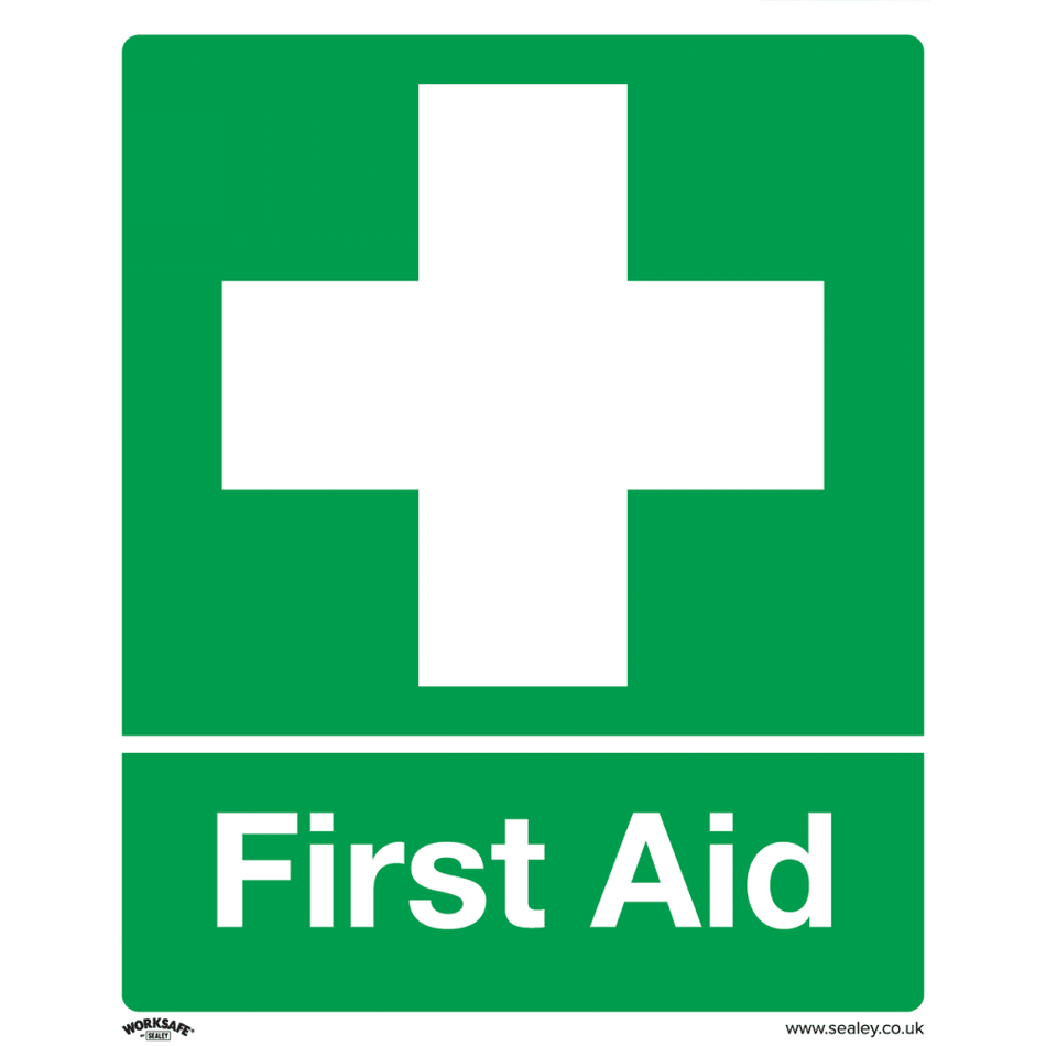Sealey Safety Sign - First Aid - Self-Adhesive Vinyl Model No- SS26V1