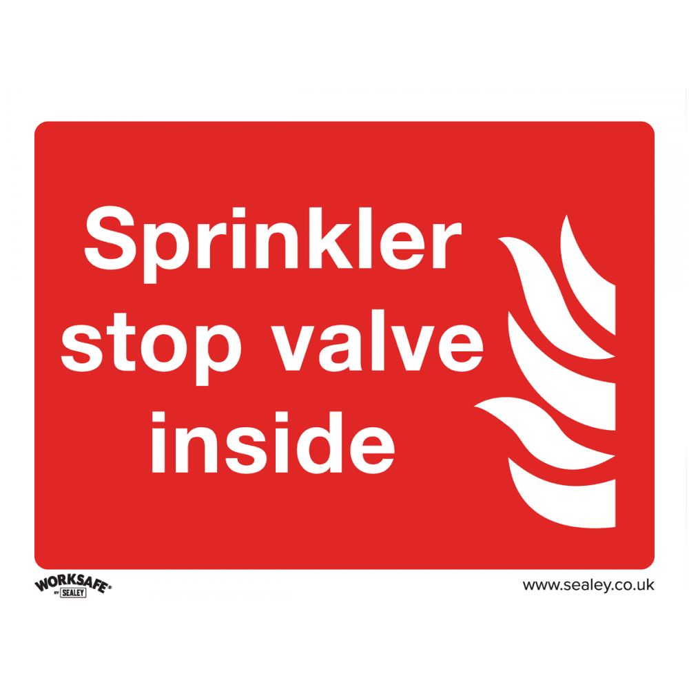 Sealey Safe Conditions Safety Sign - Sprinkler Stop Valve - Rigid Plastic - Pack of 10 Model No- SS23P10