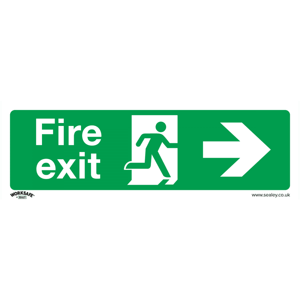 Sealey Safe Conditions Safety Sign - Fire Exit (Right) - Rigid Plastic Model No- SS24P1