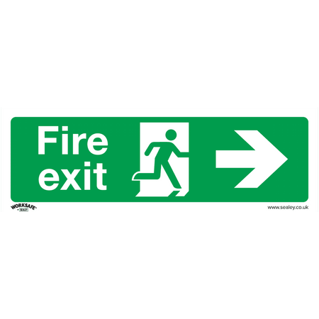 Sealey Safe Conditions Safety Sign - Fire Exit (Right) - Rigid Plastic Model No- SS24P1
