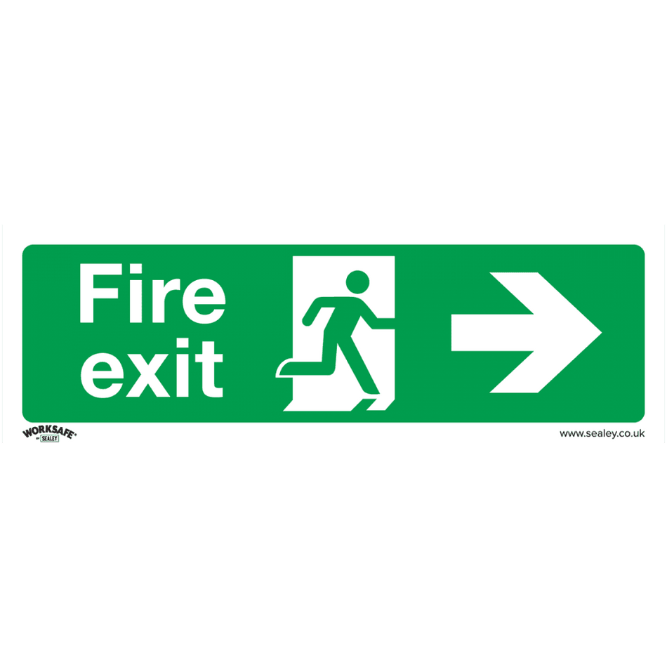 Sealey Safe Conditions Safety Sign - Fire Exit (Right) - Self-Adhesive Vinyl Model No- SS24V1