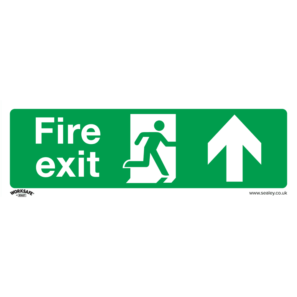 Sealey Safe Conditions Safety Sign - Fire Exit (Up) - Self-Adhesive Vinyl - Pack of 10 Model No- SS28V10