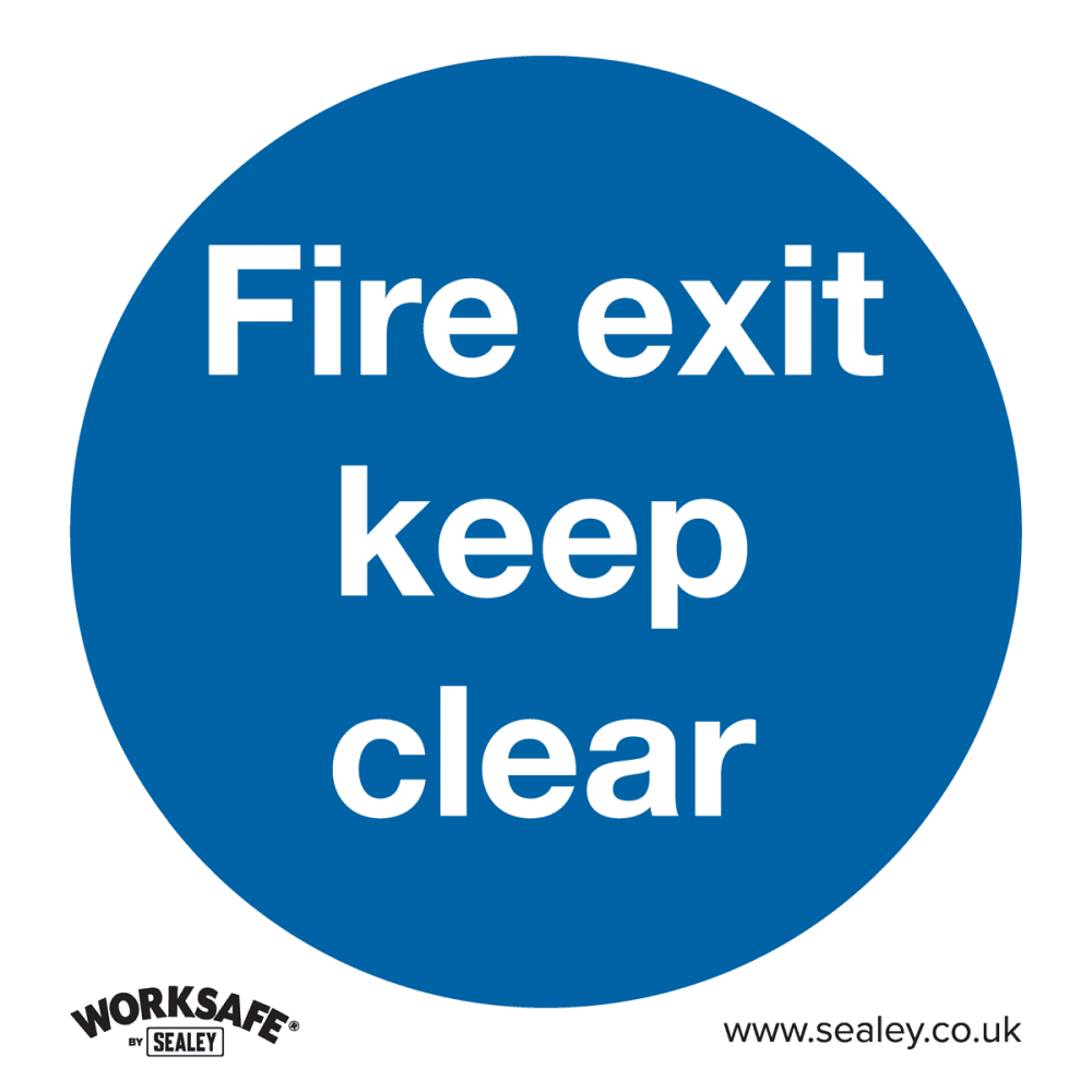 Sealey Mandatory Safety Sign - Fire Exit Keep Clear - Rigid Plastic Model No- SS2P1