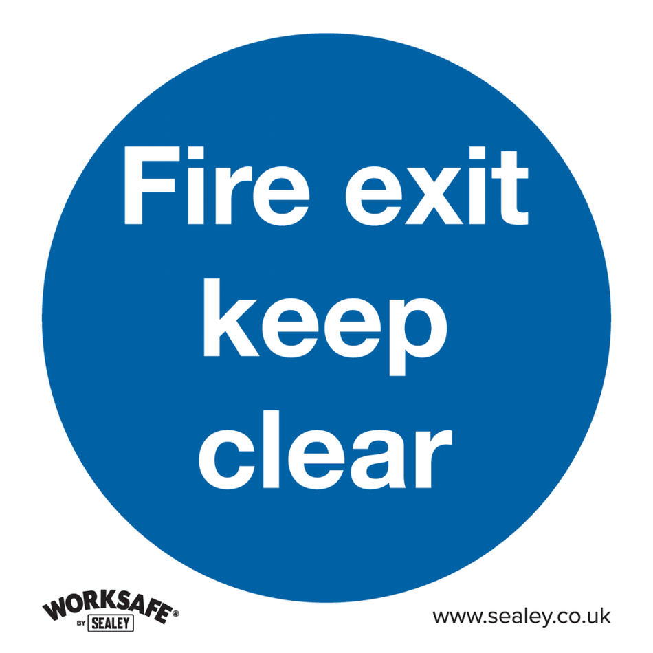 Sealey Mandatory Safety Sign - Fire Exit Keep Clear - Rigid Plastic Model No- SS2P1