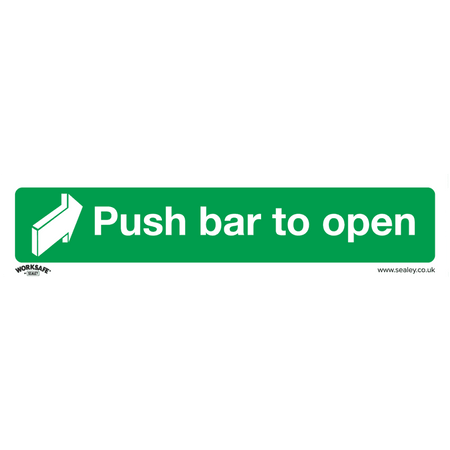 Sealey Safe Conditions Safety Sign - Push Bar To Open - Self-Adhesive Vinyl - Pack of 10 Model No- SS29V10