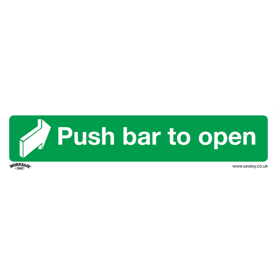 Sealey Safe Conditions Safety Sign - Push Bar To Open - Self-Adhesive Vinyl Model No- SS29V1