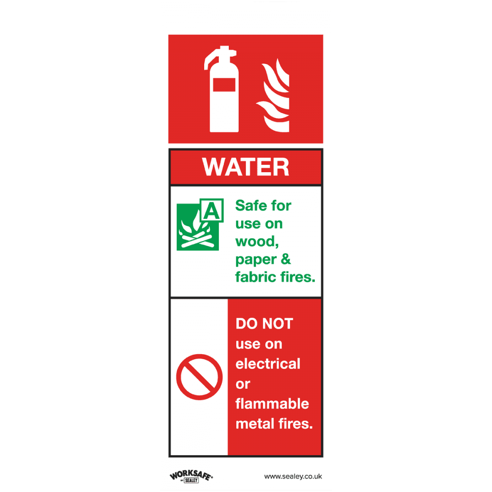 Sealey Safe Conditions Safety Sign - Water Fire Extinguisher - Rigid Plastic Model No- SS27P1