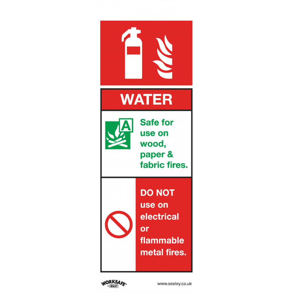 Sealey Safe Conditions Safety Sign - Water Fire Extinguisher - Rigid Plastic Model No- SS27P1
