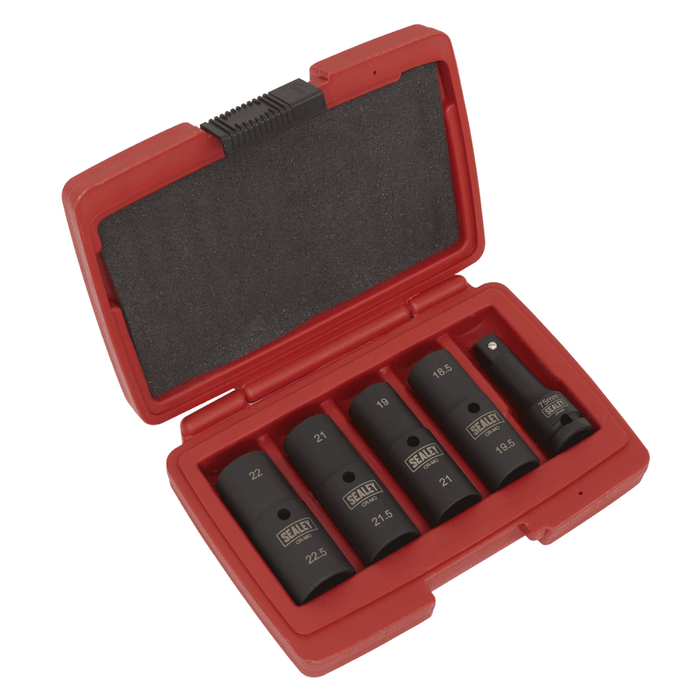 Sealey Deep Impact Socket Set 1/2"Sq Drive 80mm Double Ended 18.5-22.5mm - 5pc Model No- SX1820