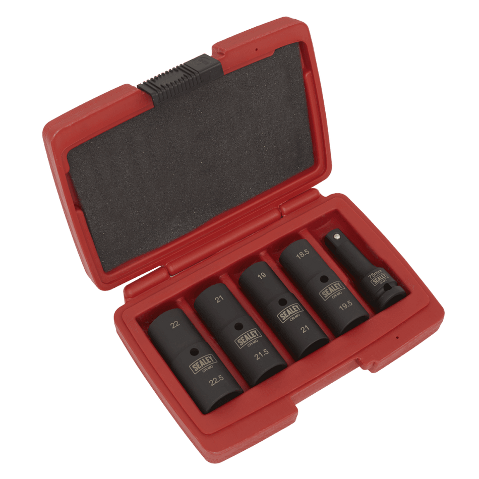 Sealey Deep Impact Socket Set 1/2"Sq Drive 80mm Double Ended 18.5-22.5mm - 5pc Model No- SX1820