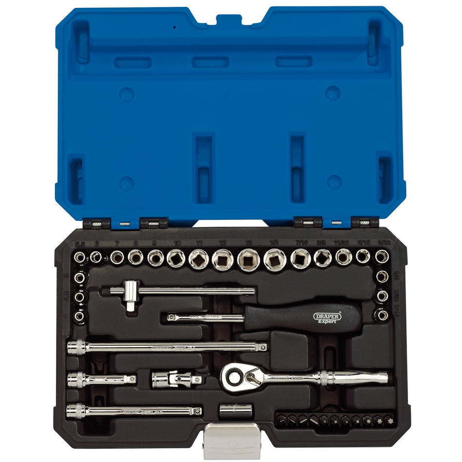 DRAPER 1/4" Sq. Dr. MM/AF Combined Socket Set (40 Piece) : Model No. B40AMN/B