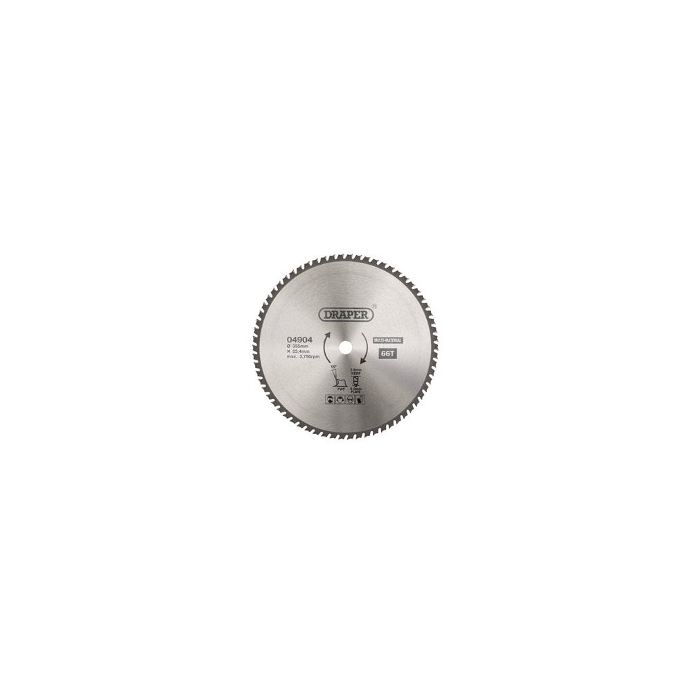 TCT Multi-Purpose Circular Saw Blade, 355 x 25.4mm, 66T: Model No. SBM9