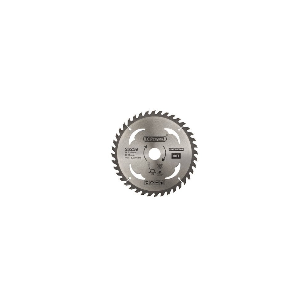 TCT Construction Circular Saw Blade, 216 x 30mm, 40T: Model No. SBC5