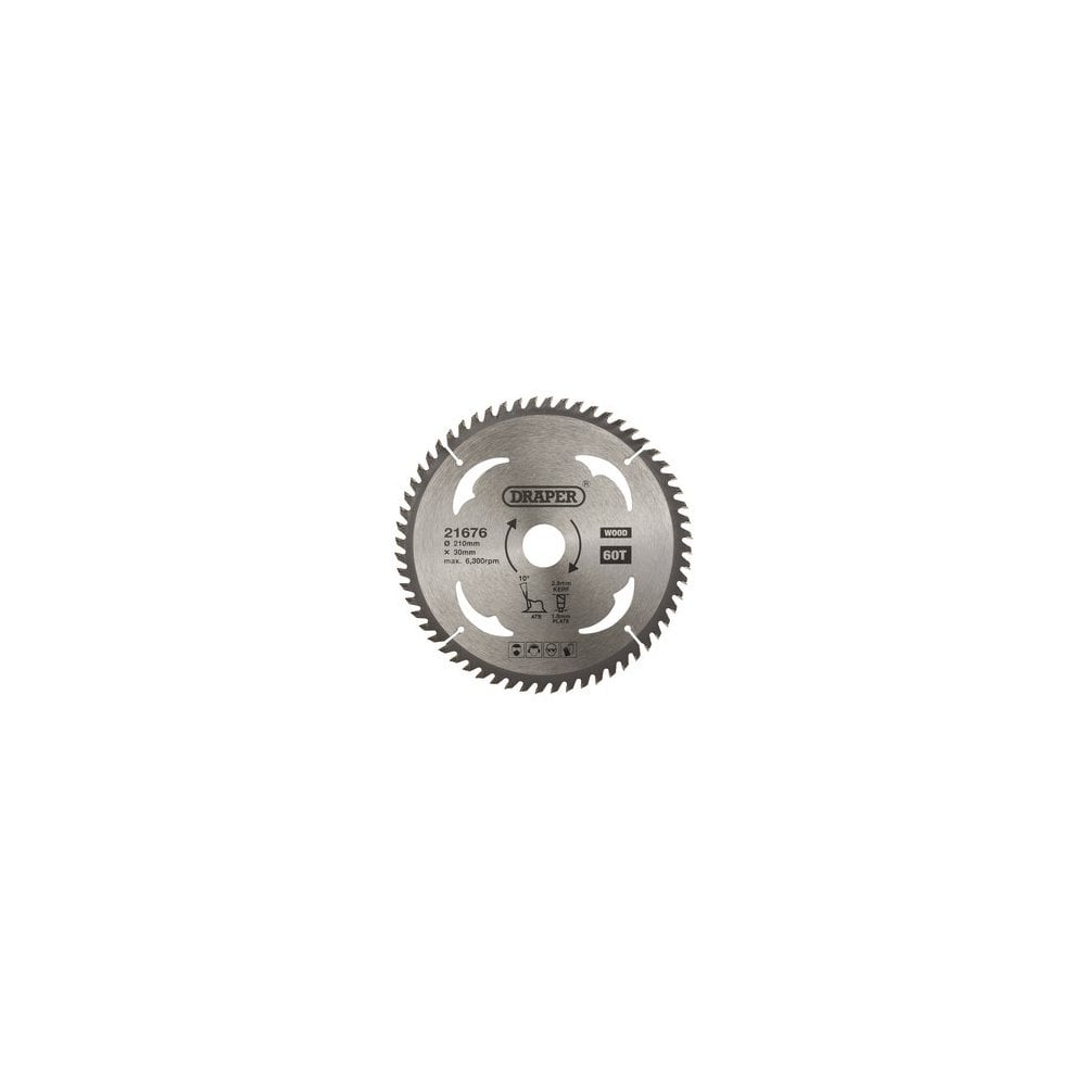 TCT Circular Saw Blade for Wood, 210 x 30mm, 60T: Model No. SBW10