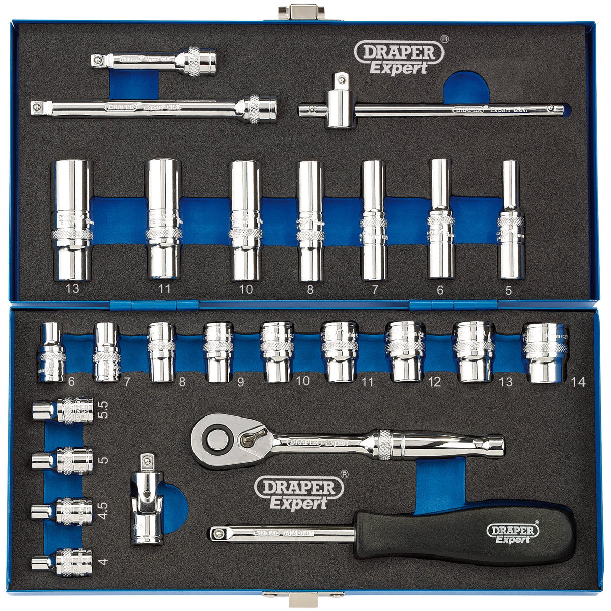 DRAPER 1/4" Sq. Dr. Metric Socket Set (26 Piece) : Model No. B26M/MC/B