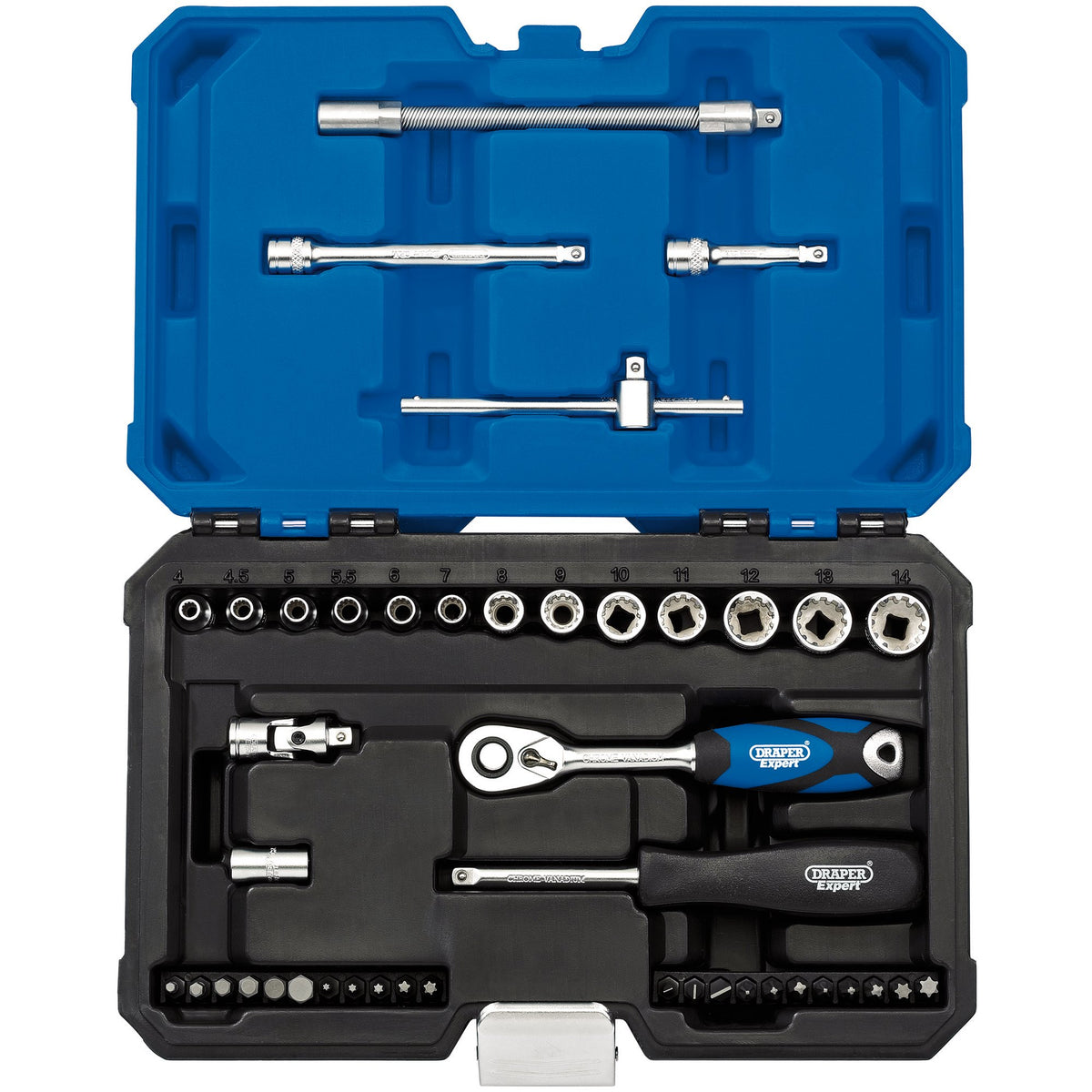 DRAPER 1/4" Sq. Dr. Metric Draper Expert Multi-Drive Socket Set (43 piece) : Model No. B43MDSN/B