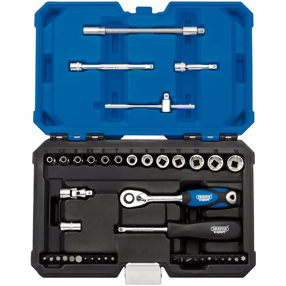 DRAPER 1/4" Sq. Dr. Metric Draper Expert Multi-Drive Socket Set (43 piece) : Model No. B43MDSN/B