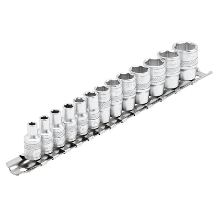 DRAPER 1/4" Sq. Dr. Metric Socket Set on Metal Rail (13 Piece) : Model No. B13M/SR