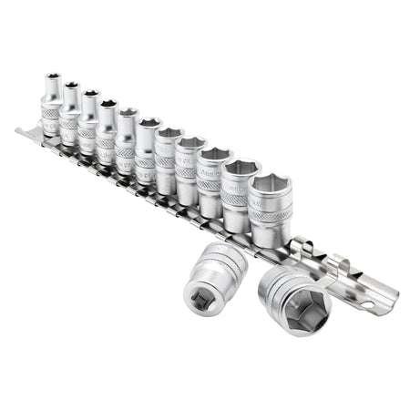 DRAPER 1/4" Sq. Dr. Metric Socket Set on Metal Rail (13 Piece) : Model No. B13M/SR