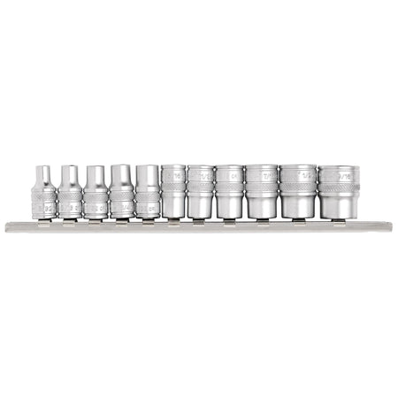 DRAPER 1/4" Sq. Dr. Imperial Sockets on Metal Rail (11 piece) : Model No. B11A/SR