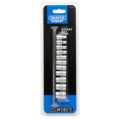 DRAPER 1/4" Sq. Dr. Imperial Sockets on Metal Rail (11 piece) : Model No. B11A/SR