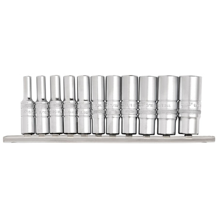 DRAPER 1/4" Sq. Dr. Imperial Deep Sockets on Metal Rail (11 piece): Model No. B11AD/SR