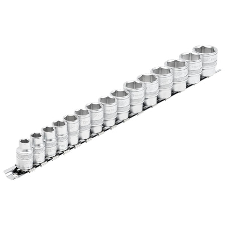 DRAPER 3/8" Sq. Dr. Metric Socket Set on Metal Rail (15 Piece): Model No. D15M/SR