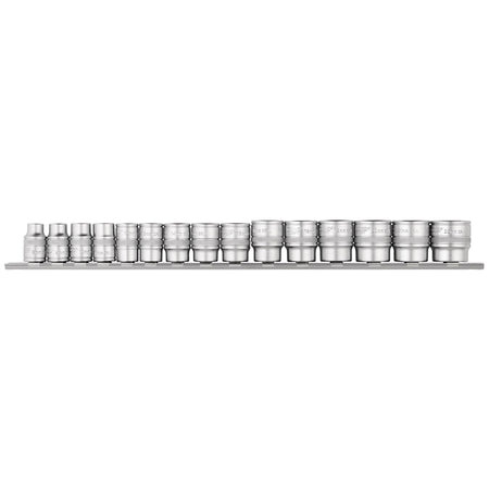 DRAPER 3/8" Sq. Dr. Metric Socket Set on Metal Rail (15 Piece): Model No. D15M/SR