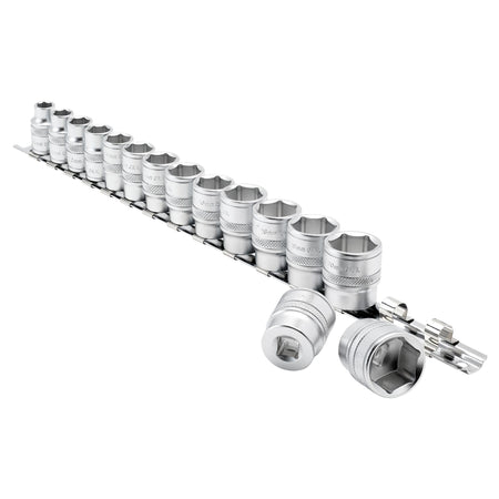 DRAPER 3/8" Sq. Dr. Metric Socket Set on Metal Rail (15 Piece): Model No. D15M/SR