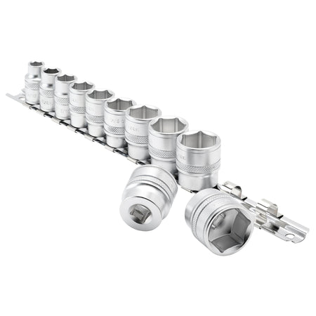 DRAPER 3/8" Sq. Dr. Imperial Socket Set on Metal Rail (11 Piece): Model No. D11A/SR