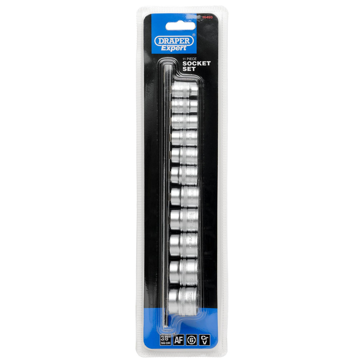 DRAPER 3/8" Sq. Dr. Imperial Socket Set on Metal Rail (11 Piece): Model No. D11A/SR