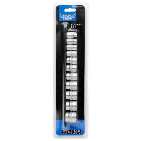 DRAPER 3/8" Sq. Dr. Imperial Socket Set on Metal Rail (11 Piece): Model No. D11A/SR