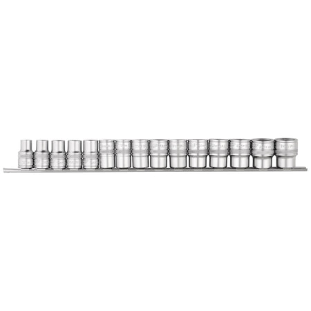 DRAPER 1/2" Sq. Dr. Metric Sockets on Metal Rail (15 Piece): Model No. H15M/SR