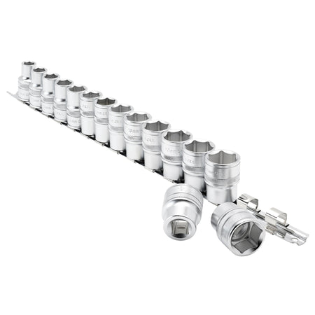 DRAPER 1/2" Sq. Dr. Metric Sockets on Metal Rail (15 Piece): Model No. H15M/SR