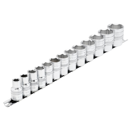 DRAPER 1/2" Sq. Dr. Imperial Sockets on a Metal Rail (13 Piece): Model No. H13A/SR