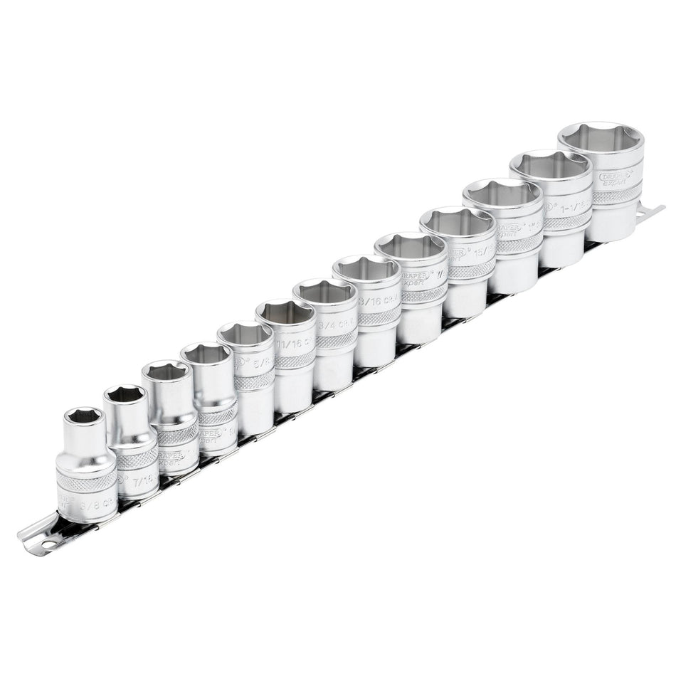 DRAPER 1/2" Sq. Dr. Imperial Sockets on a Metal Rail (13 Piece): Model No. H13A/SR