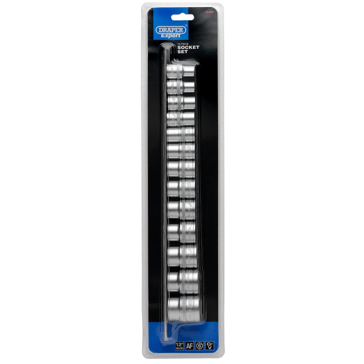 DRAPER 1/2" Sq. Dr. Imperial Sockets on a Metal Rail (13 Piece): Model No. H13A/SR