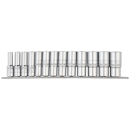 DRAPER 1/2" Sq. Dr. Imperial Deep Sockets on a Metal Rail (13 Piece): Model No. H13AD/SR