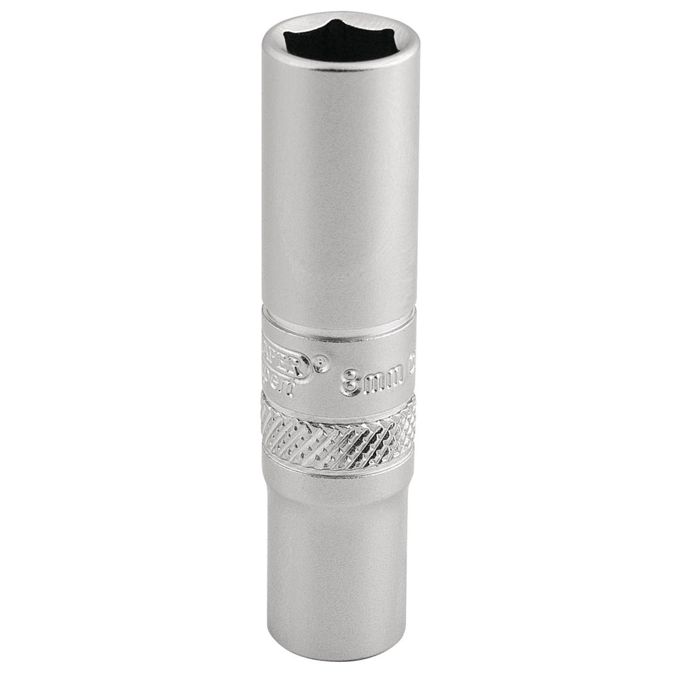 DRAPER 1/4" Square Drive 6 Point Deep Socket (8mm): Model No. BT-MM/MS