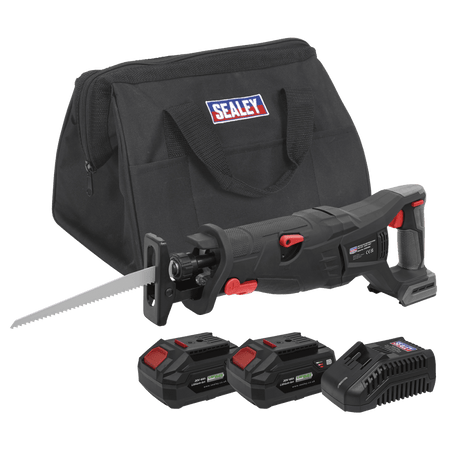 Sealey Brushless Reciprocating Saw 20V SV20 Series Kit - 2 Batteries Model No- CP20VRSXKIT