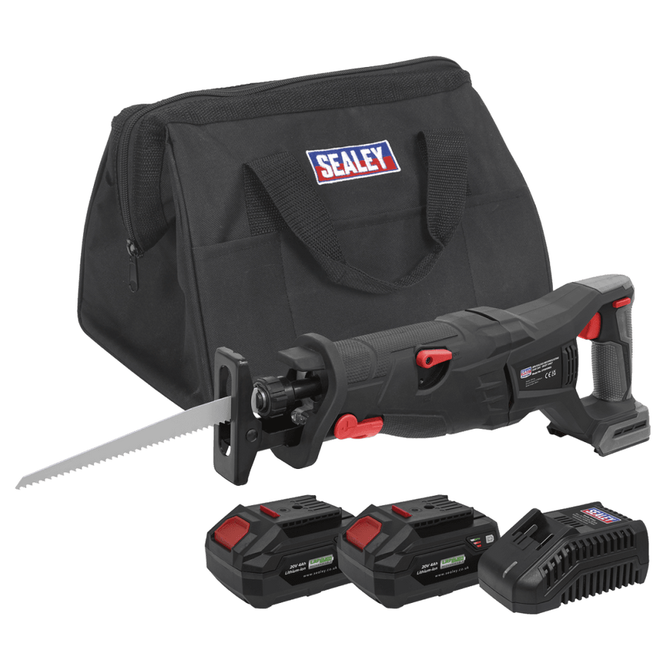 Sealey Brushless Reciprocating Saw 20V SV20 Series Kit - 2 Batteries Model No- CP20VRSXKIT