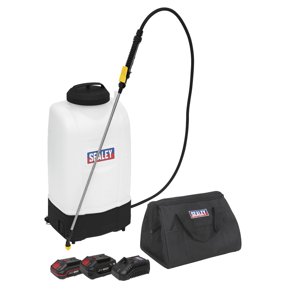 Sealey Cordless Garden Backpack Sprayer 20V SV20 Series 15L ? 2 Batteries Model No- CP20VGBSKIT
