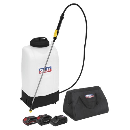 Sealey Cordless Garden Backpack Sprayer 20V SV20 Series 15L ? 2 Batteries Model No- CP20VGBSKIT