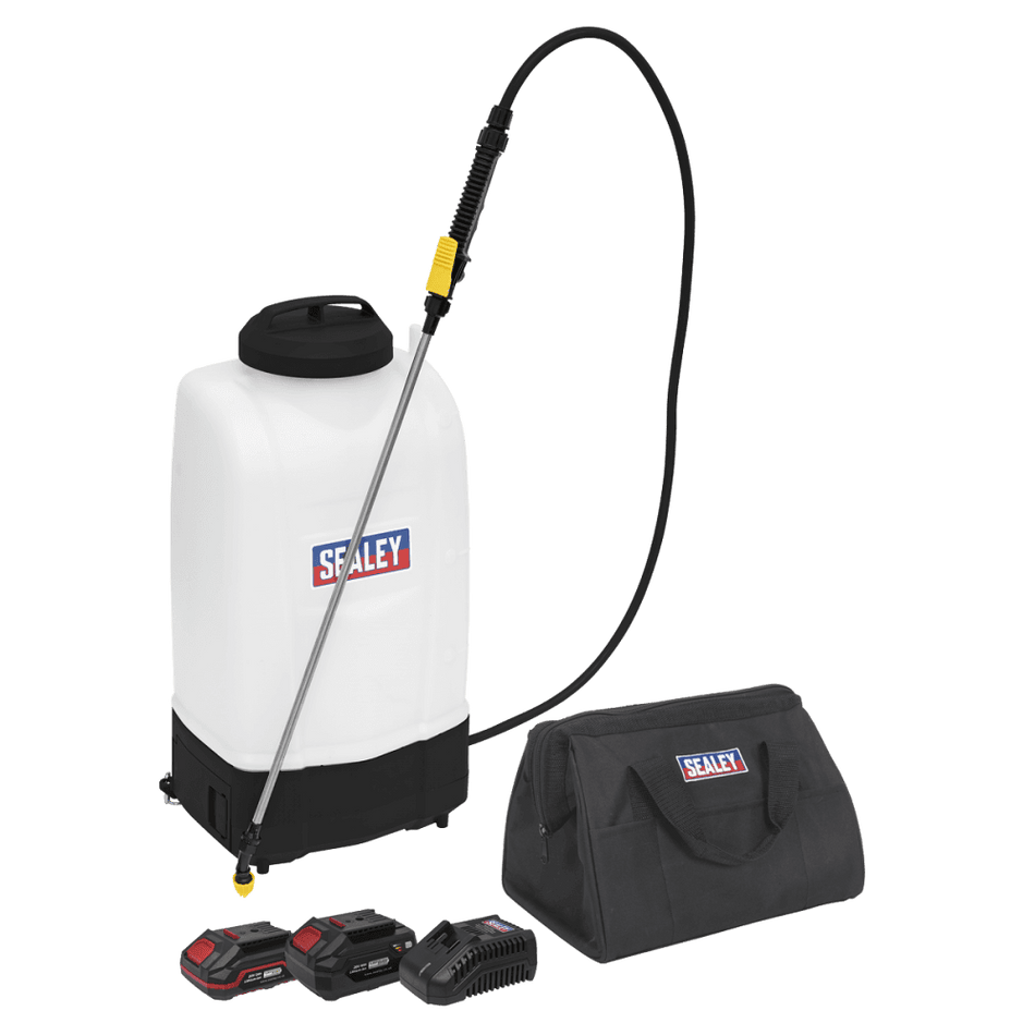 Sealey Cordless Garden Backpack Sprayer 20V SV20 Series 15L ? 2 Batteries Model No- CP20VGBSKIT
