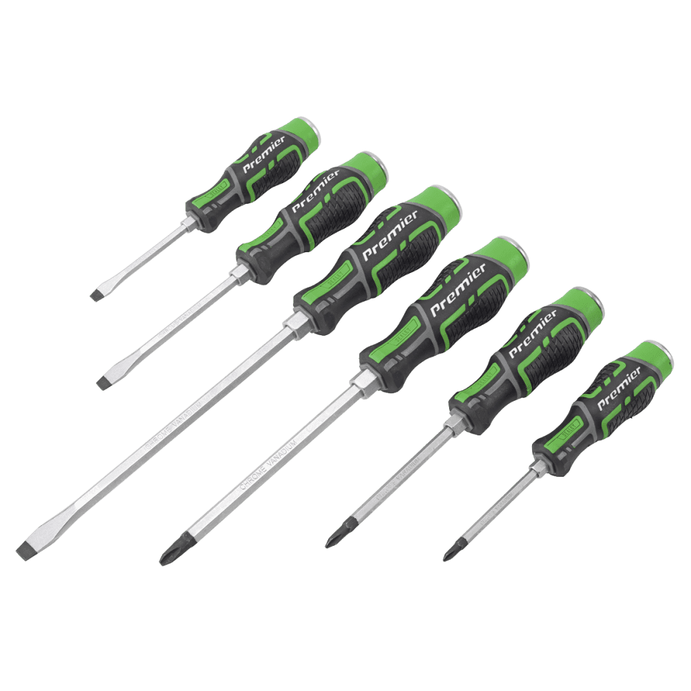 Sealey Hammer-Thru Screwdriver Set Hi-Vis Green 6pc Model No- AK4940HV